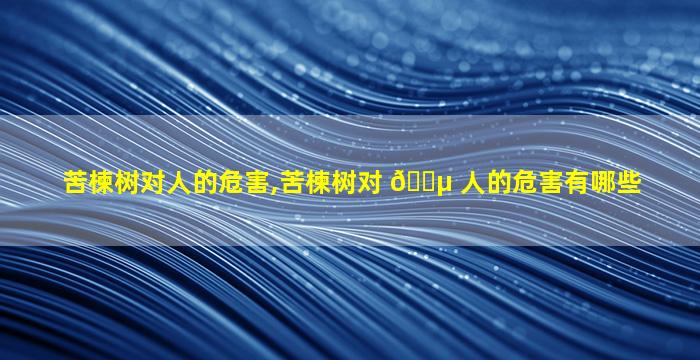 苦楝树对人的危害,苦楝树对 🌵 人的危害有哪些